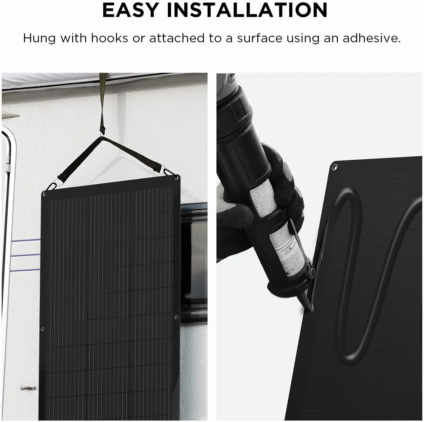 EcoFlow panel attached to a curved van roof