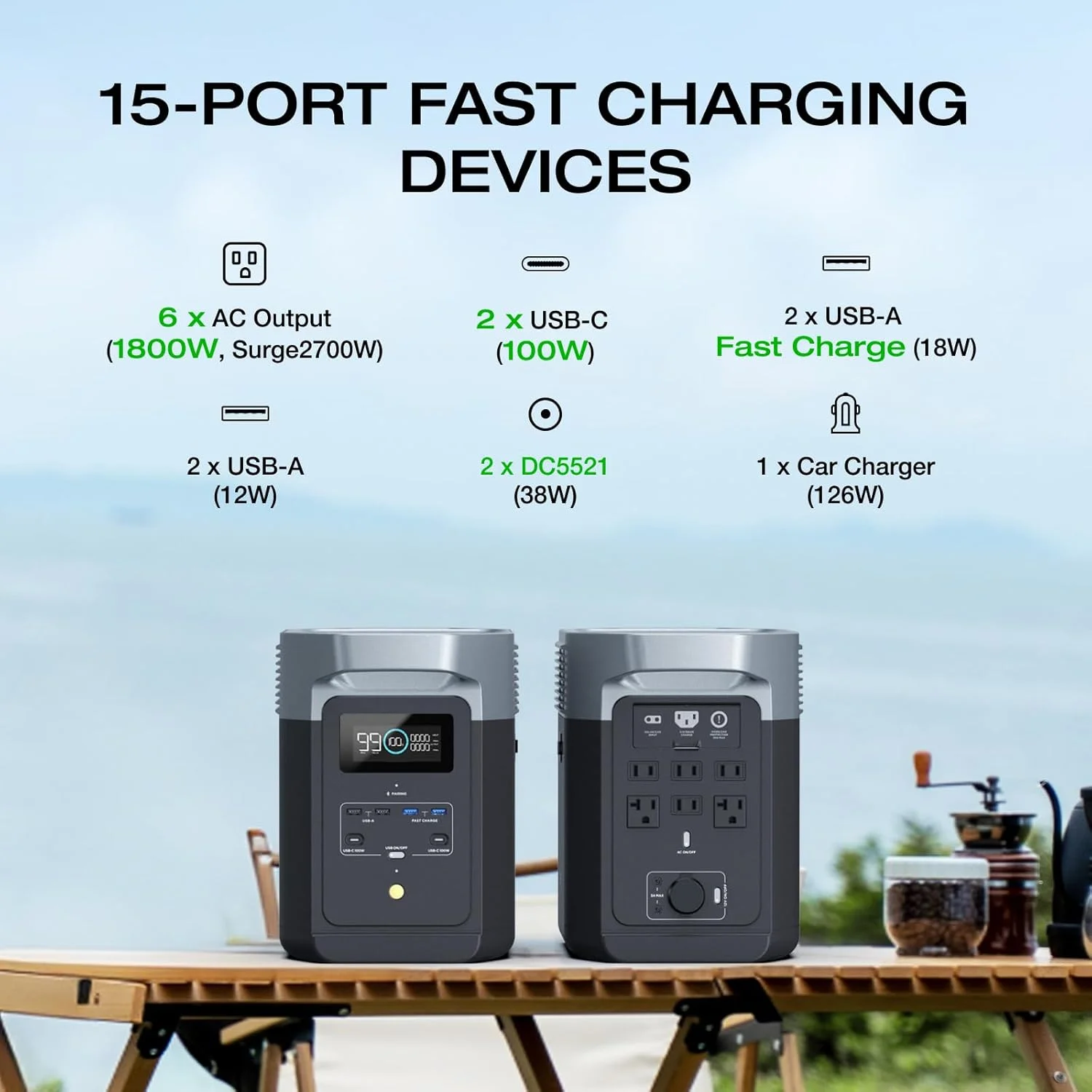 EF ECOFLOW DELTA 2 with optional extended batteries