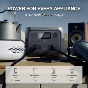 EF ECOFLOW Portable Power Station River 2 Max 500, 499Wh LiFePO4 Battery/ 1 Hour Fast Charging, Up to 1000W Output Solar Generator (Solar Panel Optional) for Outdoor Camping/RVs/Home Use view 3