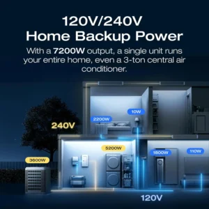 EF ECOFLOW Power Station 6144Wh DELTA Pro Ultra with 2x400W Portable Panel, 120/240V 7200W AC Output, Portable Generator for Home Backup Outdoors Camping RV Emergency view 2
