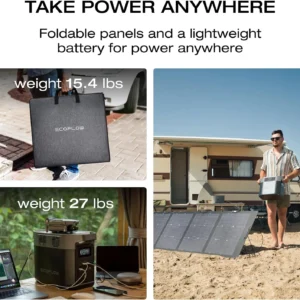 EF ECOFLOW Solar Generator Delta 2 with 220W Solar Panel, 1024Wh LFP(LiFePO4) Battery, 1800W AC/100W USB-C Output, Fast Charging Portable Power Station for Home Backup Power, Camping & RVs view 4