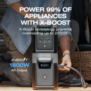 EF ECOFLOW Solar Generator Delta 2 with 220W Solar Panel, 1024Wh LFP(LiFePO4) Battery, 1800W AC/100W USB-C Output, Fast Charging Portable Power Station for Home Backup Power, Camping & RVs view 5