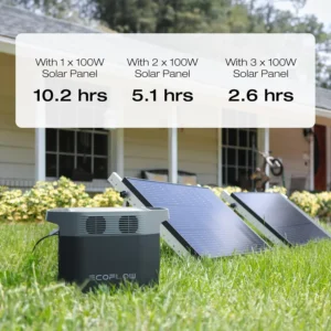 EF ECOFLOW Solar Generators, DELTA 2 Portable Power Station with 2PCS 100W 12V Solar Panels, 1024Wh LFP Battery, Fast Charging, Power Station for Home Backup, Camping&RVs view 2