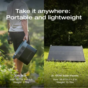 EF ECOFLOW Solar Generators, DELTA 2 Portable Power Station with 2PCS 100W 12V Solar Panels, 1024Wh LFP Battery, Fast Charging, Power Station for Home Backup, Camping&RVs view 6