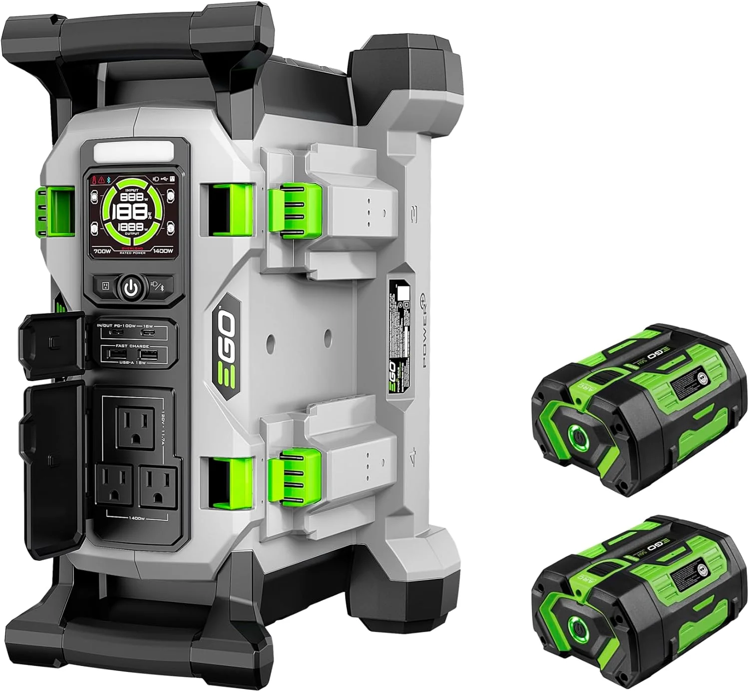 The EGO POWER+ PST1400 Portable Power Station in an outdoor setting, like a campsite or workshop