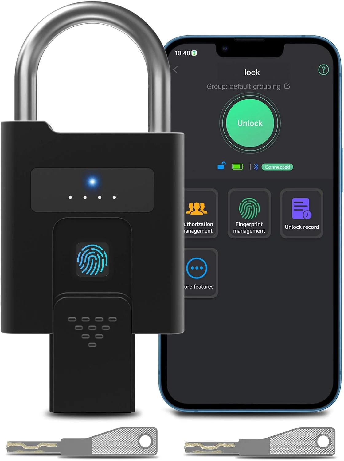 eLinkSmart biometric fingerprint padlock in outdoor gate setting