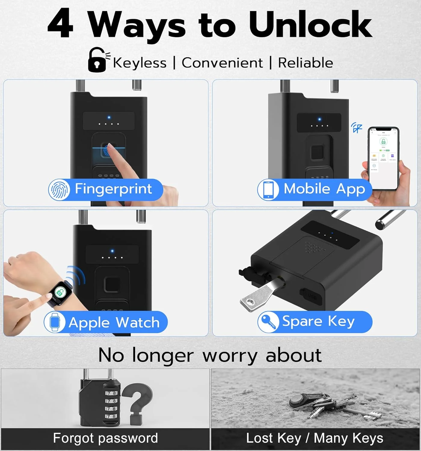 Heavy duty steel construction of eLinkSmart padlock