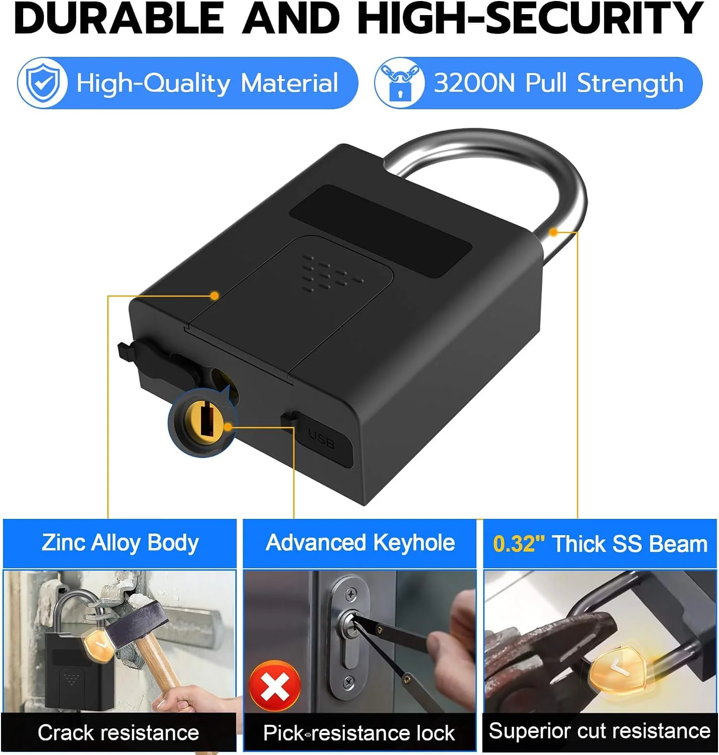 eLinkSmart padlock surviving rain and extreme weather