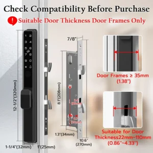 eLinkSmart Sliding Glass Patio Door Smart Lock, Ultra-Slim Mortise Lock – Keyless Entry with Fingerprint, Keypad, RFID & Biometric, Tuya App Control Waterproof for Home, Apartment (Black) view 2