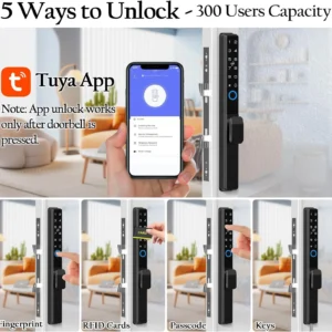 eLinkSmart Sliding Glass Patio Door Smart Lock, Ultra-Slim Mortise Lock – Keyless Entry with Fingerprint, Keypad, RFID & Biometric, Tuya App Control Waterproof for Home, Apartment (Black) view 4
