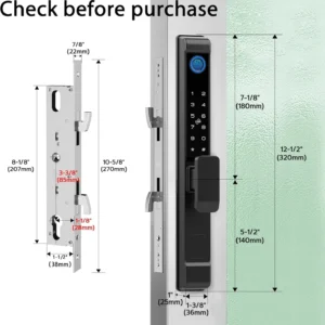 eLinkSmart Slim Keypad Door Lock Built-in WiFi Fingerprint Keyless Entry Mortise Smart Lock for Sliding Patio Glass Door, 2885 Hook Latch, Fits 22–110mm (0.87"-4.33") Door Thickness, Tuya App view 2