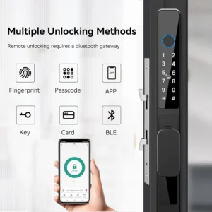 eLinkSmart Slim Keypad Door Lock Built-in WiFi Fingerprint Keyless Entry Mortise Smart Lock for Sliding Patio Glass Door, 2885 Hook Latch, Fits 22–110mm (0.87"-4.33") Door Thickness, Tuya App view 6