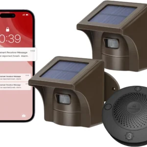 eMACROS Pro 3 Smart Solar Driveway Alarm System (2.4G Wi-Fi), App Push Notifications, 1/2 Mile (2600 ft) Wireless Range Motion Sensor & Plug-in Receiver, Weatherproof Property Alert (No Camera) view 7