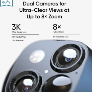 eufy Security 3K Dual Camera, SoloCam S340, Solar Security Cameras Wireless Outdoor, Cameras for Home Security, 360°Coverage, Pan & Tilt, No Blind Spots, No Monthly Fee, Built-in 8GB view 2