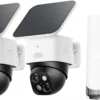 eufy Security 3K Dual Camera, SoloCam S340, Solar Security Cameras Wireless Outdoor, Cameras for Home Security, 360°Coverage, Pan & Tilt, No Blind Spots, No Monthly Fee, Built-in 8GB