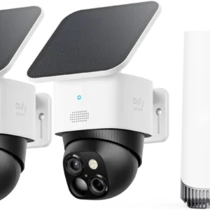 eufy Security 3K Dual Camera, SoloCam S340, Solar Security Cameras Wireless Outdoor, Cameras for Home Security, 360°Coverage, Pan & Tilt, No Blind Spots, No Monthly Fee, Built-in 8GB