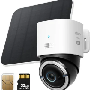 eufy Security 4G LTE Cam S330, 4K Cellular Solar Security Cameras Wireless Outdoor, Pan and Tilt, 4G and Wi-Fi Duo-Mode, AI Tracking, with SIM Card and 32GB SD Card, No WiFi, No Problem view 1