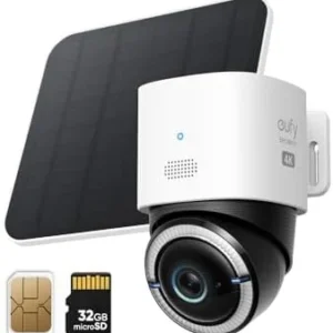 eufy Security 4G LTE Cam S330, 4K Cellular Solar Security Cameras Wireless Outdoor, Pan and Tilt, 4G and Wi-Fi Duo-Mode, AI Tracking, with SIM Card and 32GB SD Card, No WiFi, No Problem view 7
