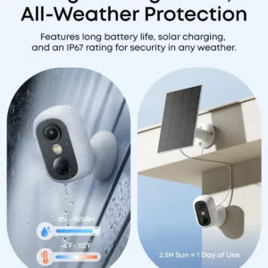 eufy Security eufyCam C35, Wireless Security Camera, Outdoor and Indoor, Magnetic Mount, Color Night Vision, Local Storage, No Monthly Fee, IP67, Supports Solar Panel, White view 7