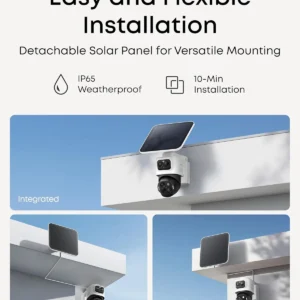 eufy Security eufyCam S4,4K Solar Camera Wireless Outdoor, 3-Lens Bullet-PTZ Cam, 360° Coverage, 8X Auto Zoom, AI Recognition,AI Track, Color Night Vision, 0 Monthly Fee, Built in 32 GB Storage