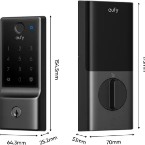 eufy Security Smart Lock E31, Fingerprint Keyless Entry Door Lock for Front Door, Built-in WiFi Deadbolt, App Control, Supports Matter, Apple Home, Alexa, Google, 10000mAh Battery, Auto Lock view 7
