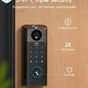 eufy Security Video Smart Lock S330, 3-in-1 Camera+Doorbell+Fingerprint Keyless Entry Door Lock, Smart Wi-Fi Deadbolt for Front Door, 8 GB Built-in Storage, SD Card Expandable, Chime Included view 2