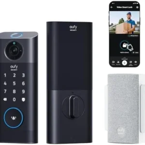 eufy Security Video Smart Lock S330, 3-in-1 Camera+Doorbell+Fingerprint Keyless Entry Door Lock, Smart Wi-Fi Deadbolt for Front Door, 8 GB Built-in Storage, SD Card Expandable, Chime Included