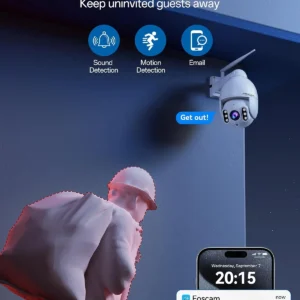 FOSCAM SD4 2k 4MP Outdoor Security Camera, 5G/2.4GHz WiFi PTZ IP Surveillance Camera with 4X Optical Zoom, Smart AI Human Detection, 2-Way Audio, 165ft Night Vision, CMOS Image Sensor, IP66 view 6