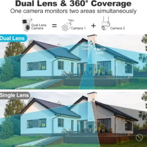 GENBOLT PTZ WiFi Security Camera Outdoor with Dual Lens, CCTV Surveillance with Dual View, Cloud Storage Upgraded with Color Night, Auto Tracking Humanoid Detection [DC&PoE] view 2