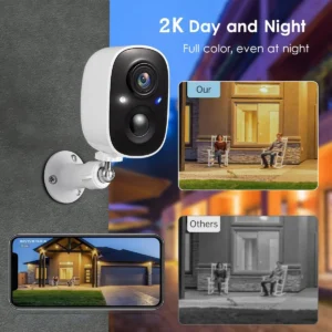 GMK Security Cameras Wireless Outdoor 4 Pack, 2K Battery Powered Cameras for Home Security, Color Night Vision, Motion Detection, 2-Way Talk, IP65 Waterproof, Remote Access, Cloud/SD Storage view 2
