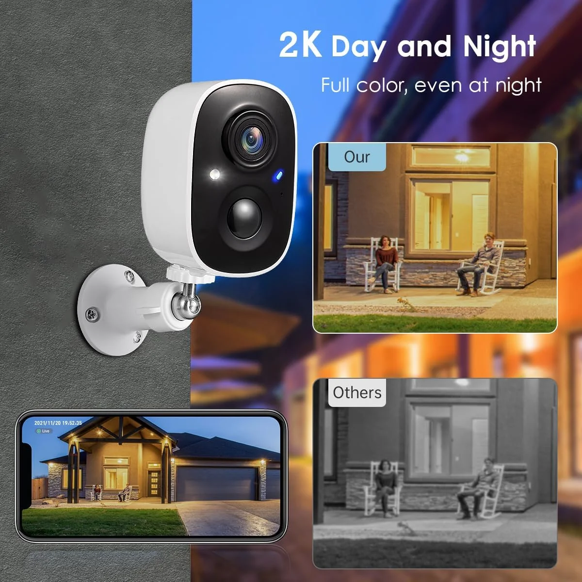 2K Ultra HD resolution with Full Color Night Vision