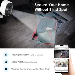 GMK Security Cameras Wireless Outdoor 4 Pack, 2K Battery Powered Cameras for Home Security, Color Night Vision, Motion Detection, 2-Way Talk, IP65 Waterproof, Remote Access, Cloud/SD Storage view 4