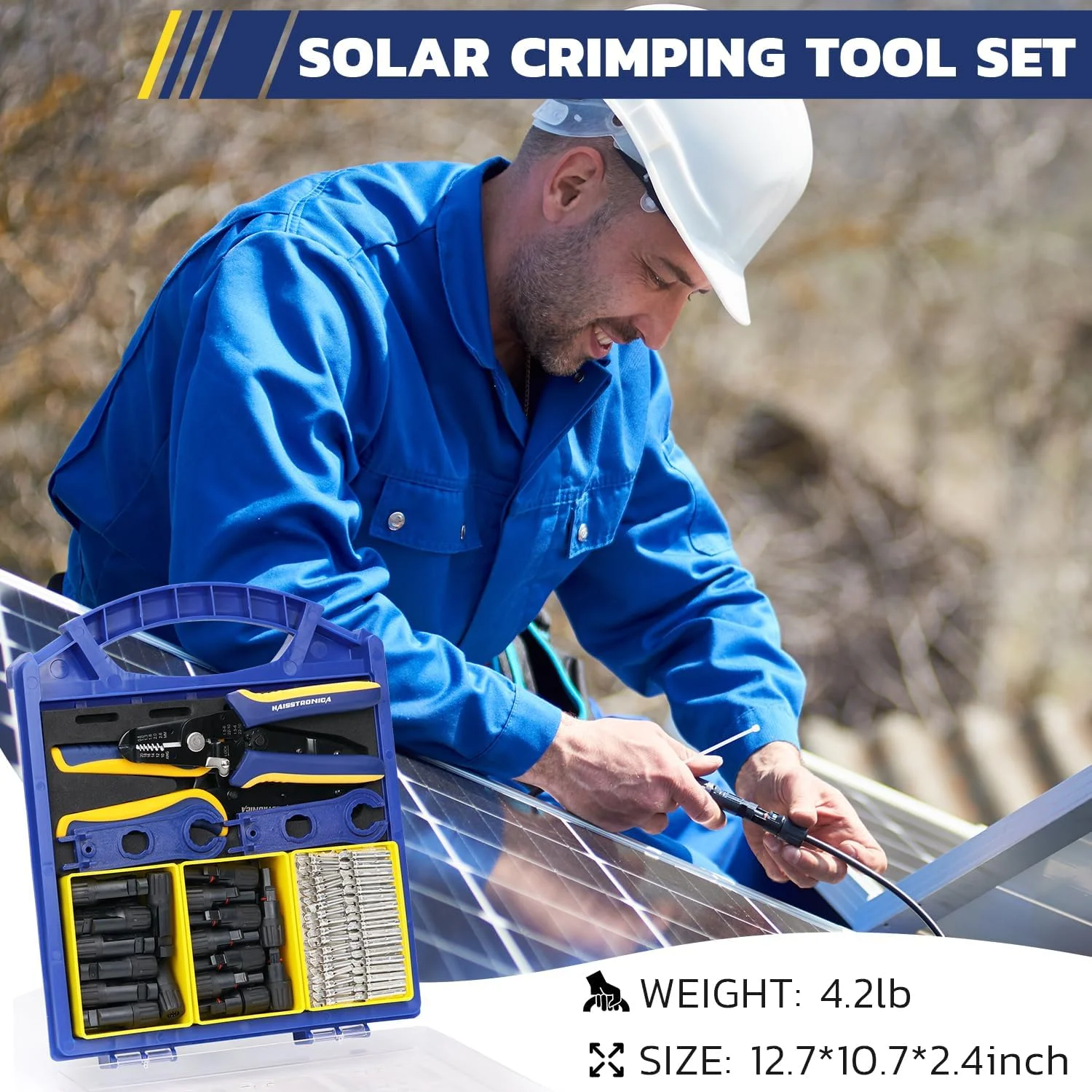 Solar crimping tool in action