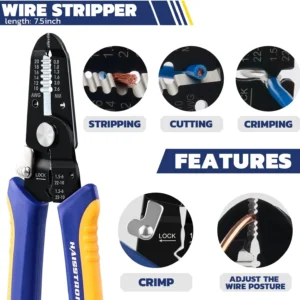 haisstronica 25PCS Solar Crimping Tool Kit, 20 Pairs MC4 Connectors AWG14-10(2.5/4/6mm²) with Stripper and Spanners for Solar Panel PV Cable Installation view 6