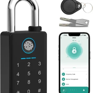 Heavy Duty Fingerprint Padlock with Key, Smart Gate Lock with Keypad, Keyless Entry Digital Combination Lock for Outdoor Fence, Gate, Shed, Storage Unit, Pool, Locker, Tuya App view 1