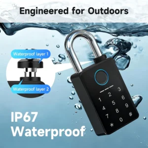 Heavy Duty Fingerprint Padlock with Key, Smart Gate Lock with Keypad, Keyless Entry Digital Combination Lock for Outdoor Fence, Gate, Shed, Storage Unit, Pool, Locker, Tuya App view 6