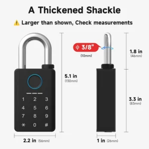 Heavy Duty Fingerprint Padlock with Key, Smart Gate Lock with Keypad, Keyless Entry Digital Combination Lock for Outdoor Fence, Gate, Shed, Storage Unit, Pool, Locker, Tuya App view 7