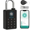 Heavy Duty Fingerprint Padlock with Key, Smart Gate Lock with Keypad, Keyless Entry Digital Combination Lock for Outdoor Fence, Gate, Shed, Storage Unit, Pool, Locker, Tuya App