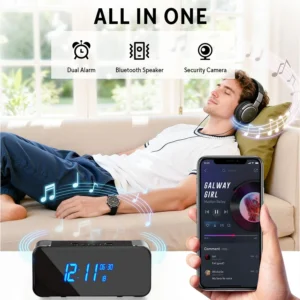 Hidden Camera with Alarm Clock & Bluetooth,Ultra 4K HD Wireless Indoor Camera for Home Security,WiFi Mini Nanny Cam with Night Vision,Motion Detection,Remote Live Stream view 2
