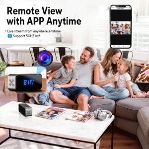 Hidden Camera with Alarm Clock & Bluetooth,Ultra 4K HD Wireless Indoor Camera for Home Security,WiFi Mini Nanny Cam with Night Vision,Motion Detection,Remote Live Stream view 3