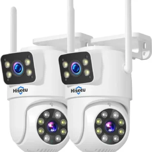 Hiseeu 2Pack Wireless Security Camera, Dual Lens WiFi PTZ Camera Outdoor | 5G/2.4G WiFi, Motion Tracking, Color Night Version, No-Monthly Fees, Power Cord view 1