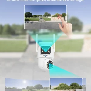 Hiseeu 2Pack Wireless Security Camera, Dual Lens WiFi PTZ Camera Outdoor | 5G/2.4G WiFi, Motion Tracking, Color Night Version, No-Monthly Fees, Power Cord view 3