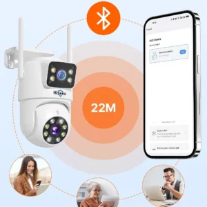 Hiseeu 2Pack Wireless Security Camera, Dual Lens WiFi PTZ Camera Outdoor | 5G/2.4G WiFi, Motion Tracking, Color Night Version, No-Monthly Fees, Power Cord view 4