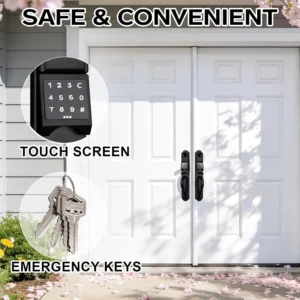 Keyless Entry Door Lock Set, Heavy Duty Smart Double Door Handleset with Touchscreen Keypad, Electronic Keyed &Dummy Exterior Door Lock Set, Left Handed, 17.52'' Length view 2