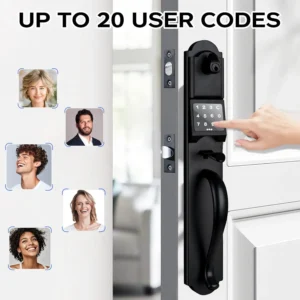 Keyless Entry Door Lock Set, Heavy Duty Smart Double Door Handleset with Touchscreen Keypad, Electronic Keyed &Dummy Exterior Door Lock Set, Left Handed, 17.52'' Length view 3