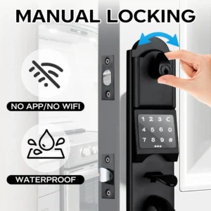 Keyless Entry Door Lock Set, Heavy Duty Smart Double Door Handleset with Touchscreen Keypad, Electronic Keyed &Dummy Exterior Door Lock Set, Left Handed, 17.52'' Length view 4