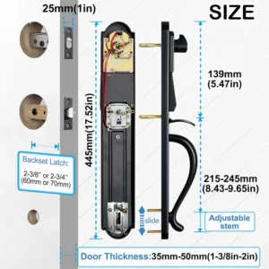 Keyless Entry Door Lock Set, Heavy Duty Smart Double Door Handleset with Touchscreen Keypad, Electronic Keyed &Dummy Exterior Door Lock Set, Left Handed, 17.52'' Length view 6