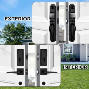 Keyless Entry Door Lock Set, Heavy Duty Smart Double Door Handleset with Touchscreen Keypad, Electronic Keyed &Dummy Exterior Door Lock Set, Left Handed, 17.52'' Length