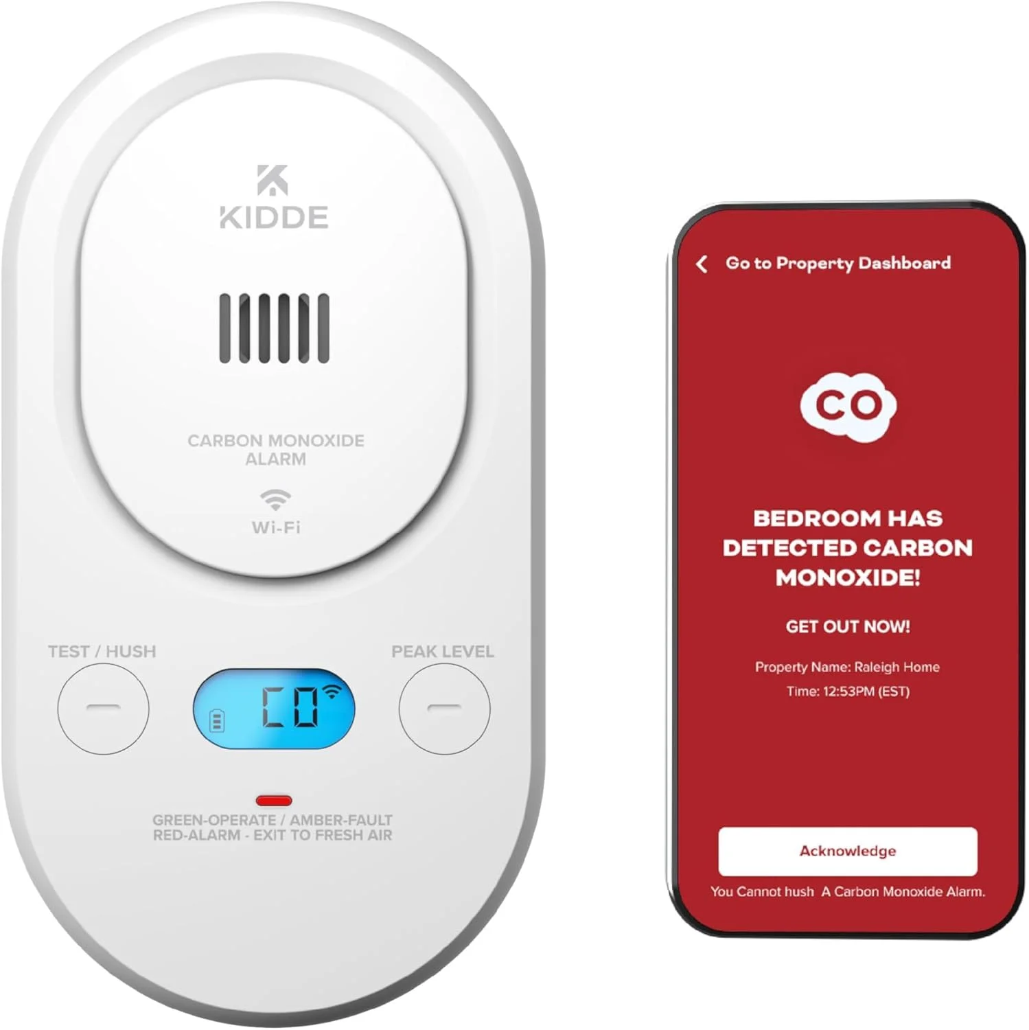 Kidde Smart Carbon Monoxide Detector wall mounted