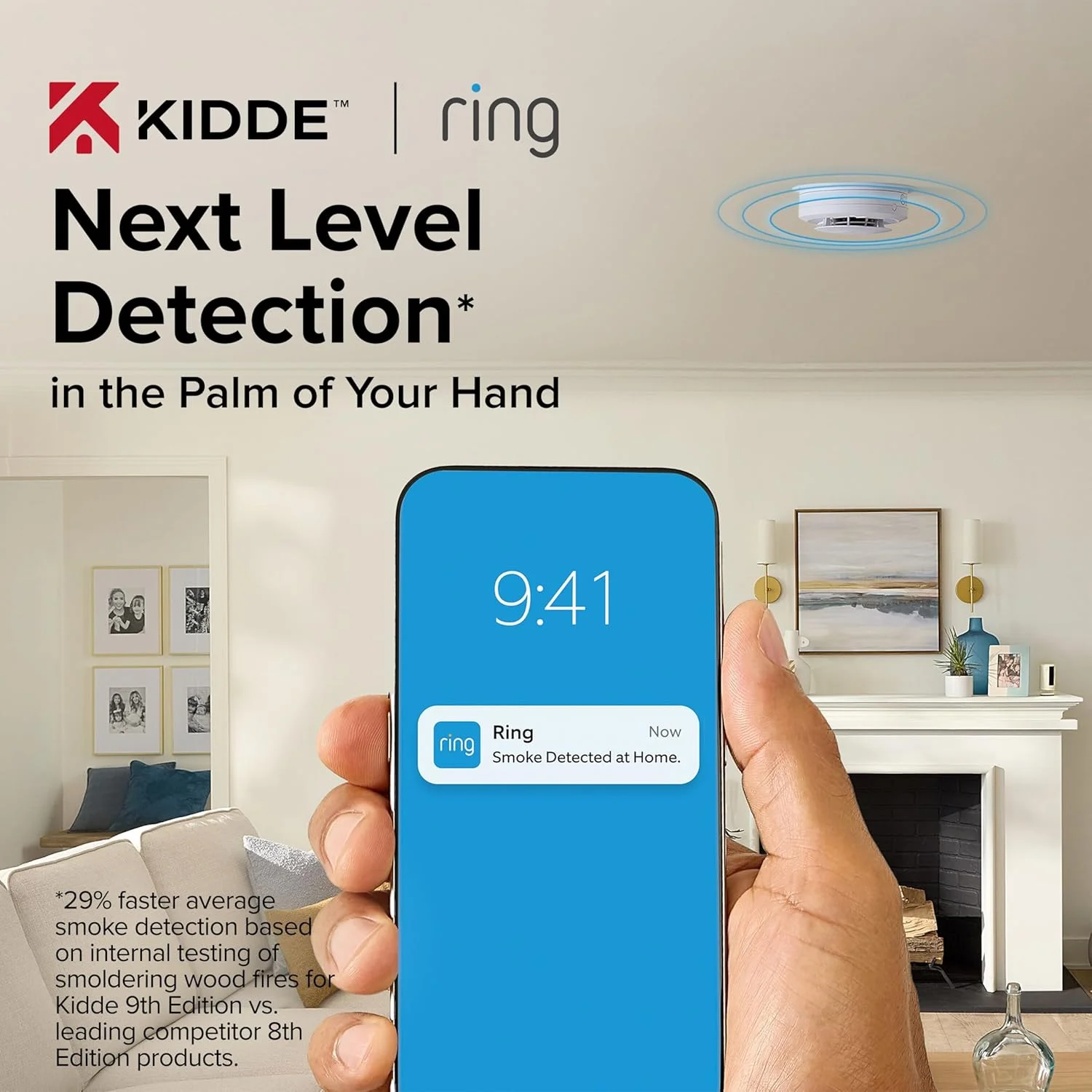 Smart home security app notification on smartphone